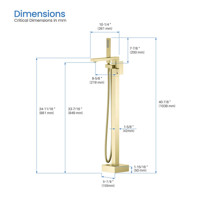 Single Handle Tub Faucet, Brushed Gold