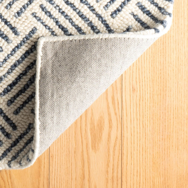 Layers Indigo Hand Hooked Wool Rug, Rectangle 9' x 12'