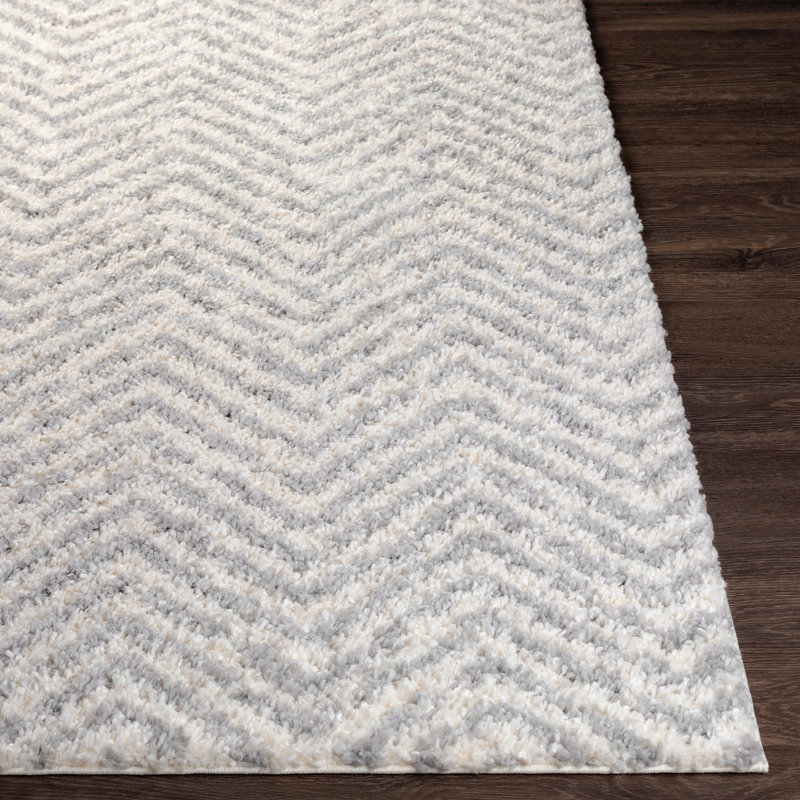 Tapis gris à chevrons Albena, Rectangle de 2 pi x 3 pi