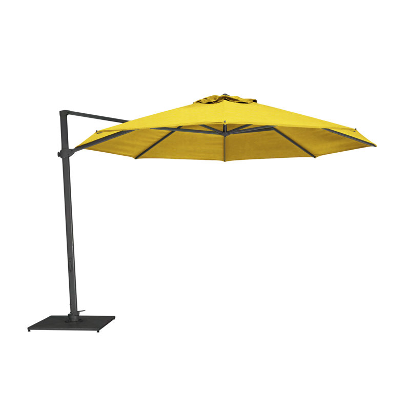 Pavone 11.5' Round Cantilever Umbrella (Grip Handle), Double Stack Metal Plate, Lemon, Black