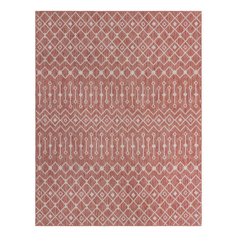 Tapis rouge rouille intérieur / extérieur Julieta, Rectangle 10 pi x 13 pi