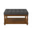 Grande table basse carrée capitonnée et revêtue en lin gris anthracite-130462913