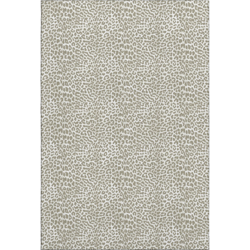 Premium Machine Washable Kishonna AMF43 Taupe Rug, Rectangle 8' x 10'