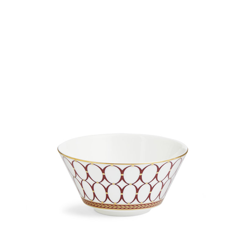 Renaissance Bone China Rice Bowl, Red/White/Gold