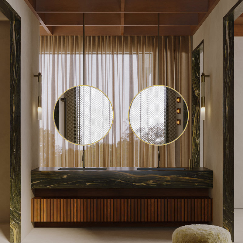 Metal Round Wall Mirror(set Of 2), Gold, 24" x 24"