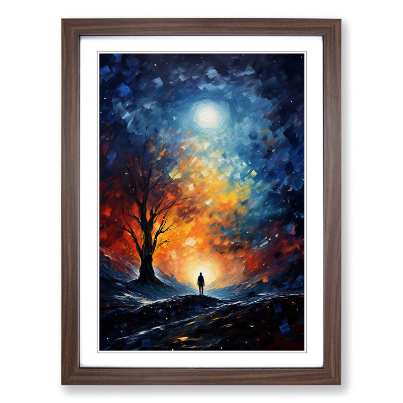 Single Picture Frame Print on Wood, 46cm H x 34cm W, Walnut Framed