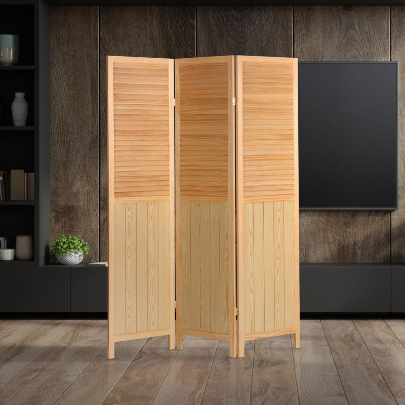 6 Ft. Tall Louvered Beadboard Room Divider White 6 Panel, Natural, 3