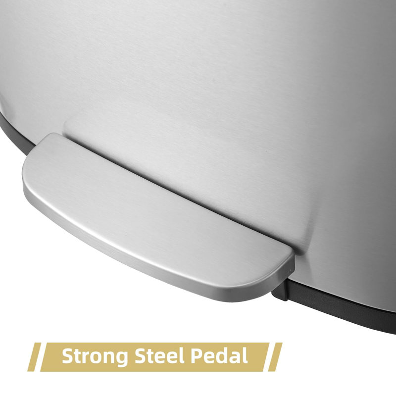 Silver Stainless Steel 50 Liter Pedal Trash Can for Commercial Use