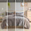 Édredon gris à poil long à poil long très grand et très élégant, 2 taies décoratives douces et lavables à la machine, séchage par culbutage à basse température