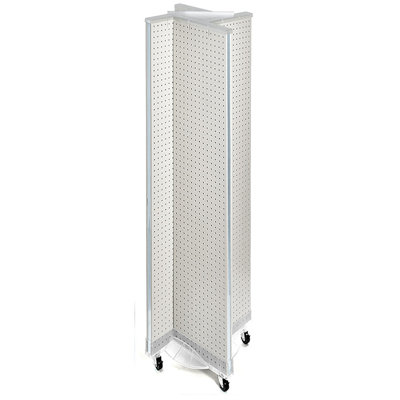 Pinwheel Pegboard Floor Display on Wheeled Base. Panel Size: 13.5"W x 60"H