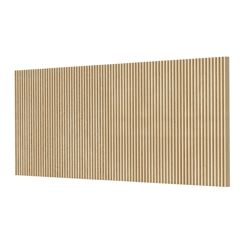 Modern Wavy Wooden Headboard, 60.8" Wide Vertical Wood Grain Design, Easy Wall-Hanging Assembly, Bohemian Style, Oak, Oak