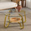Table basse carrée rétro, table à plateau en verre de 31,5 po avec double tablette, table d'appoint minimaliste rétro pour le salon, table d'appoint de style industriel avec verre trempé-1736630396