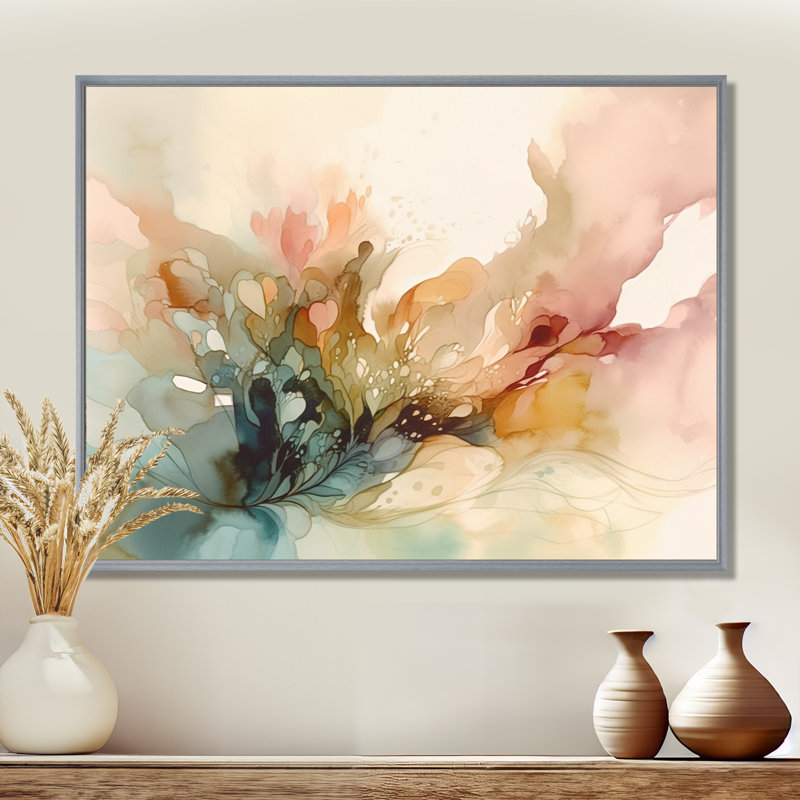 Impressions florales délicates II - Art encadré floral, H 34 po x l 44 po x P 1,5 po, Encadrement argenté