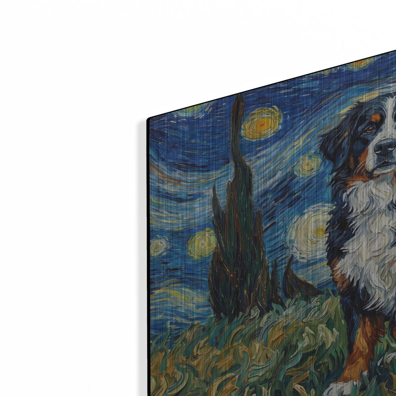  'Bernese Mountain Dog Starry Night' by Rich Monet Metal Wall Art, 16" x 12", 24"x16"