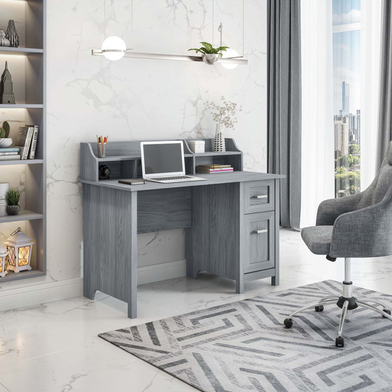 Bureau classique avec rangement, gris