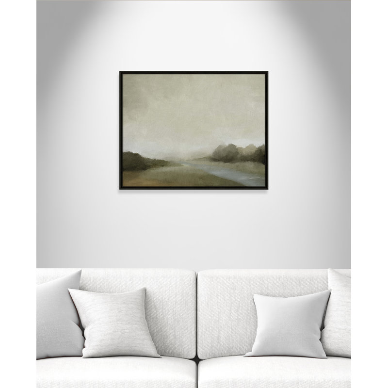 Vanora "Lovers Creek" Watercolor Floater Frame Painting , 23.5" H x 29.5" W, Espresso