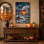 Art sur toile, "Phare au milieu d'une vague qui se brise au coucher du soleil"-142754270
