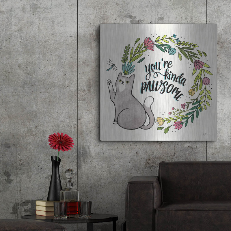 Art mural en métal «Purrfect Garden V3» par Janelle Penner, H 36 po x l 36 po