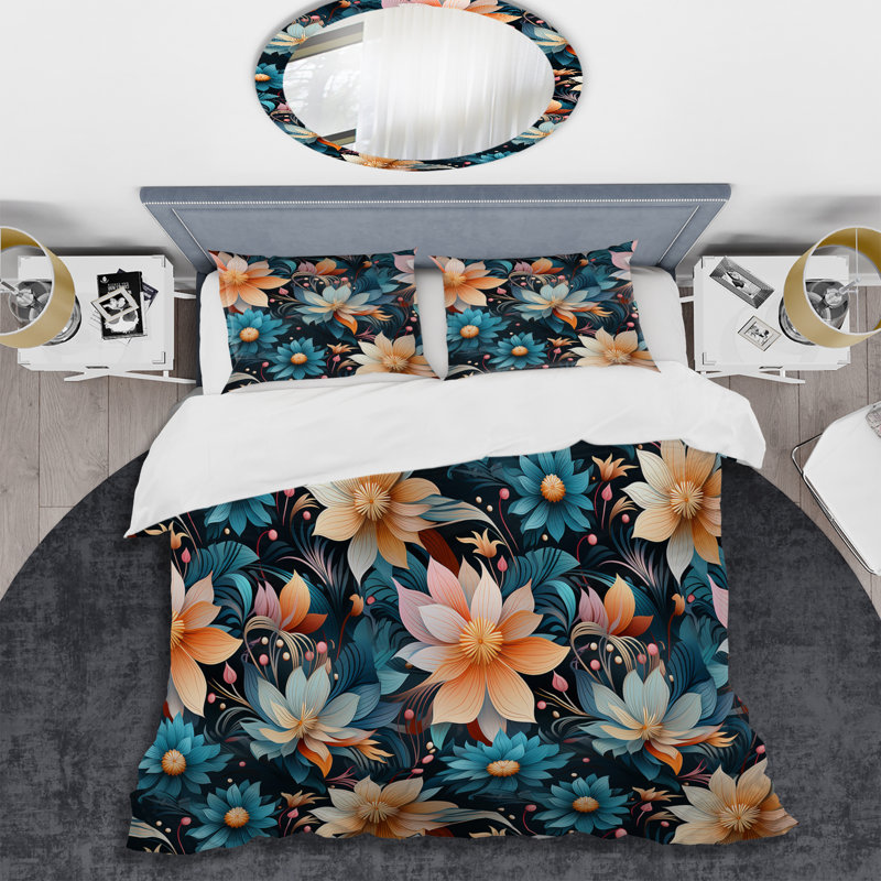 Ensemble de housse de couette en microfibre Ultramodern Botanics Floral, Housse de couette pour très grand lit et 2 très