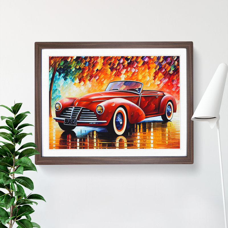 Painted Classic Car Vol.2 - Framed Print, 46cm H x 64cm W x 2cm D, Walnut