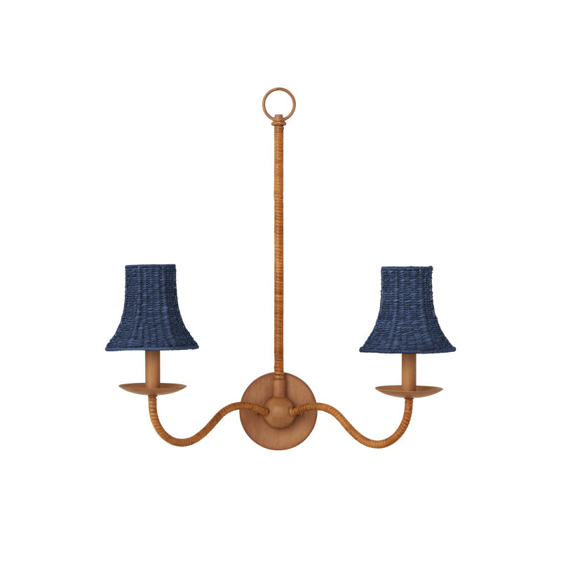 Bell Whitewashed Chandelier Shade, Indigo