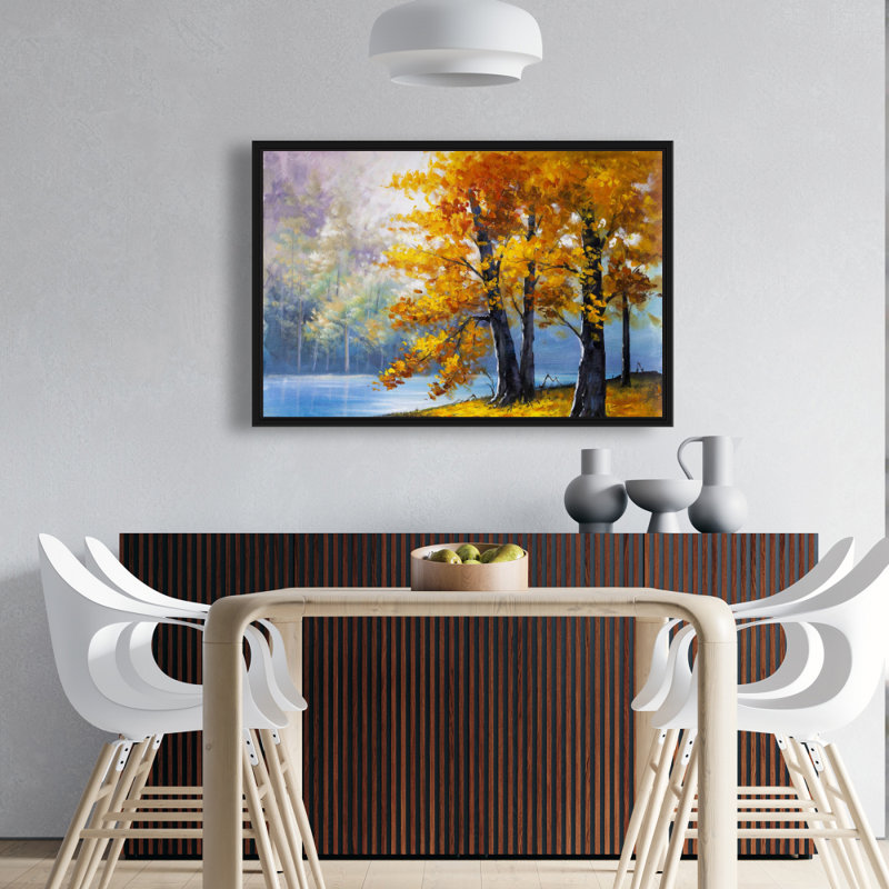"Deux arbres au bord du lac" sur toile
