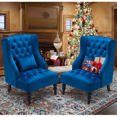 65.8Cm Wide Tufted Velvet Wingback Chair
