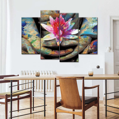 " Lotus Flower In Hand " by NirvanaDesigns 4 - Pieces