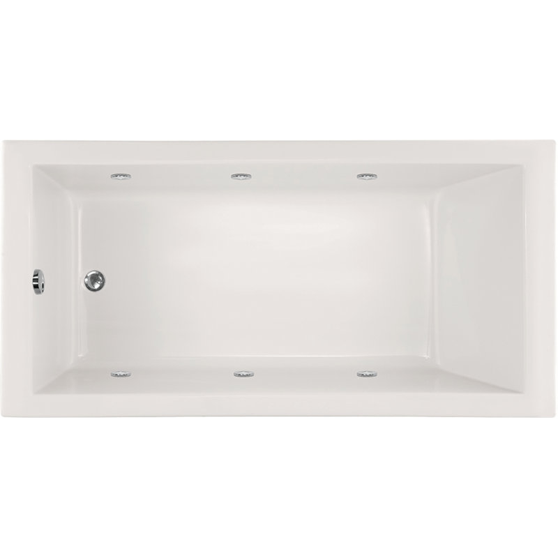 Lacey 60'' L Whirlpool Bathtub, White, Satin Nickel