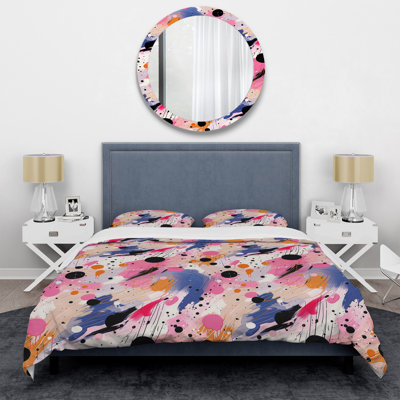 Pink And Beige Strokes Harmony II Duvet Cover
