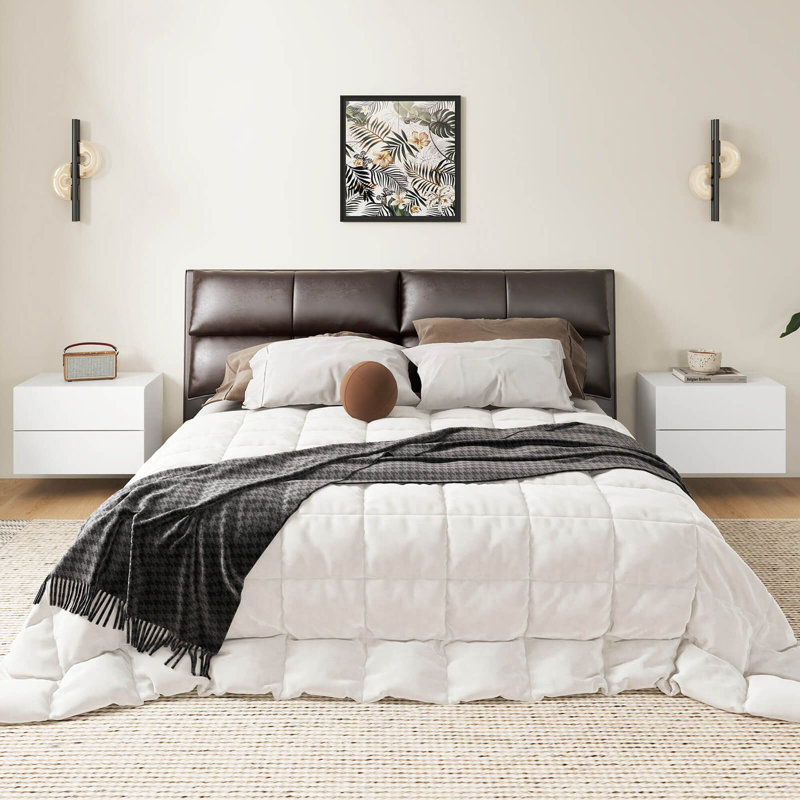  1 Pcs Floating Nightstand With Drawer Storage Modern Floating Bedroom Shelf , White, Set of 2