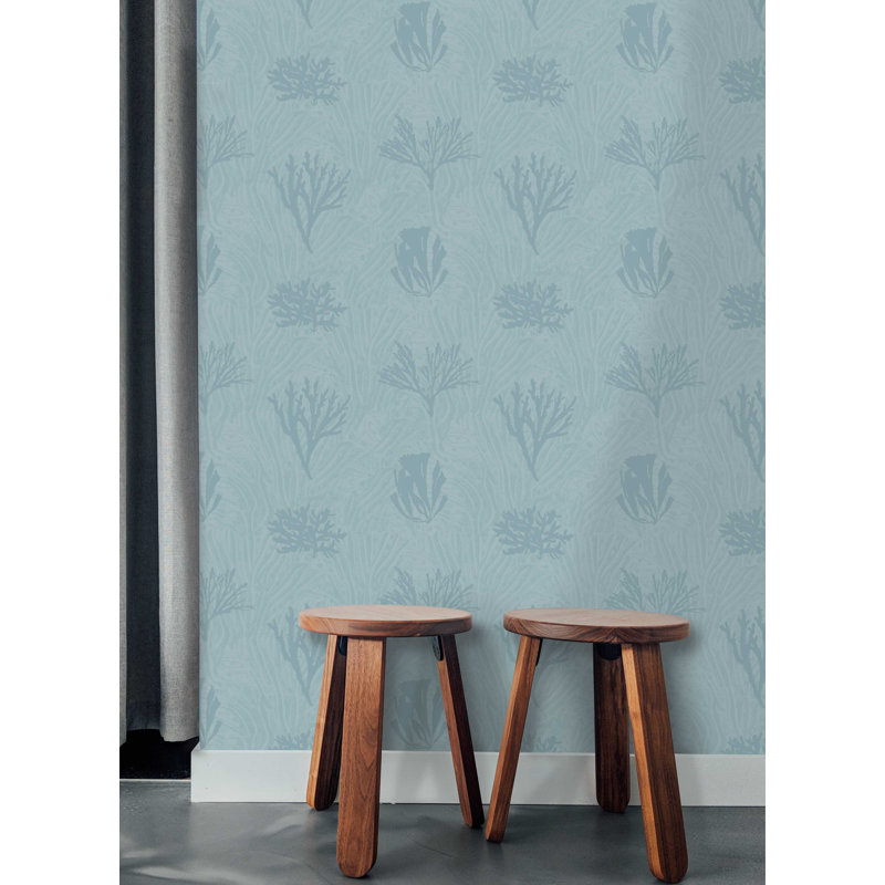 Sealife 33' L x 20.5" W  Wallpaper Roll, Blue