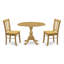 Natural Oak Finish Solid Wood Top - Round Dining Room Set with Dropleaf-106914644-109975816