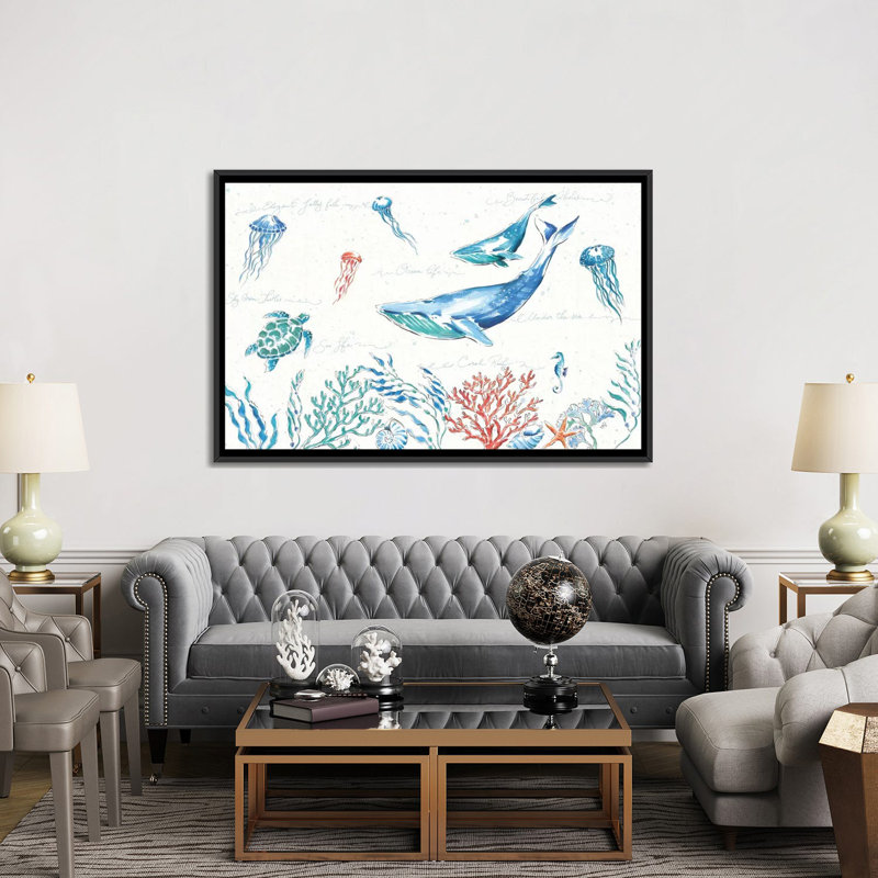 " Maritime I " by Daphne Brissonnet, 18" H x 26" W x 1.5" D, Black Framed Canvas, No Mat