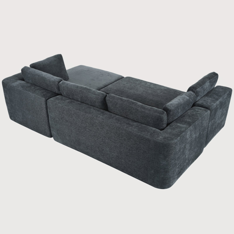 Grand canapé modulaire Nivedh Modern, Beige, Mélange de polyester