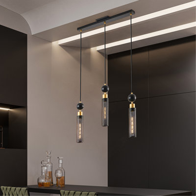 Lustre suspendu moderne 25 po noir et or 3 lumières
