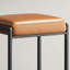 Ensemble 2 pièces, tabouret de bar brun caramel, cuir synthétique avec coutures, style Mid-Century moderne, convient aux cuisines, bars et restaurants.