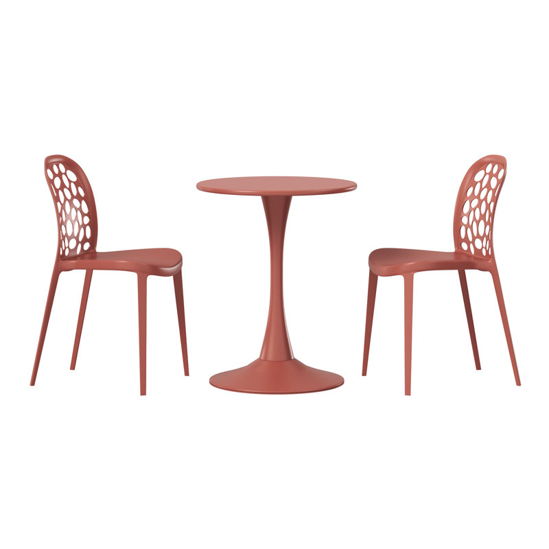 Ensemble repas d'extérieur rond, Rouge