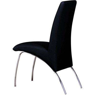 Set Of 2 Faux Leather Upholstered Side Chairs In Black And Chrome -  Orren Ellis, B6B6B3FAAD9B4768A22A4443BC5E6299