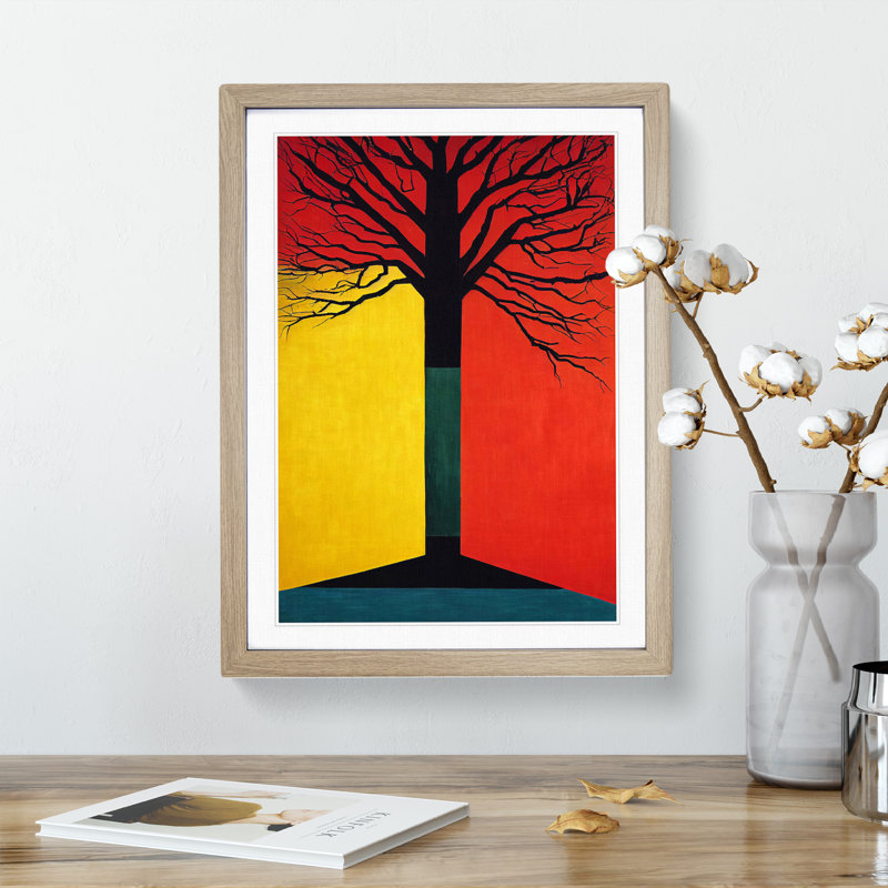 Abstract Tree No.1 - Single Picture Frame Print, 34cm H x 25cm W x 2cm D, Oak Framed