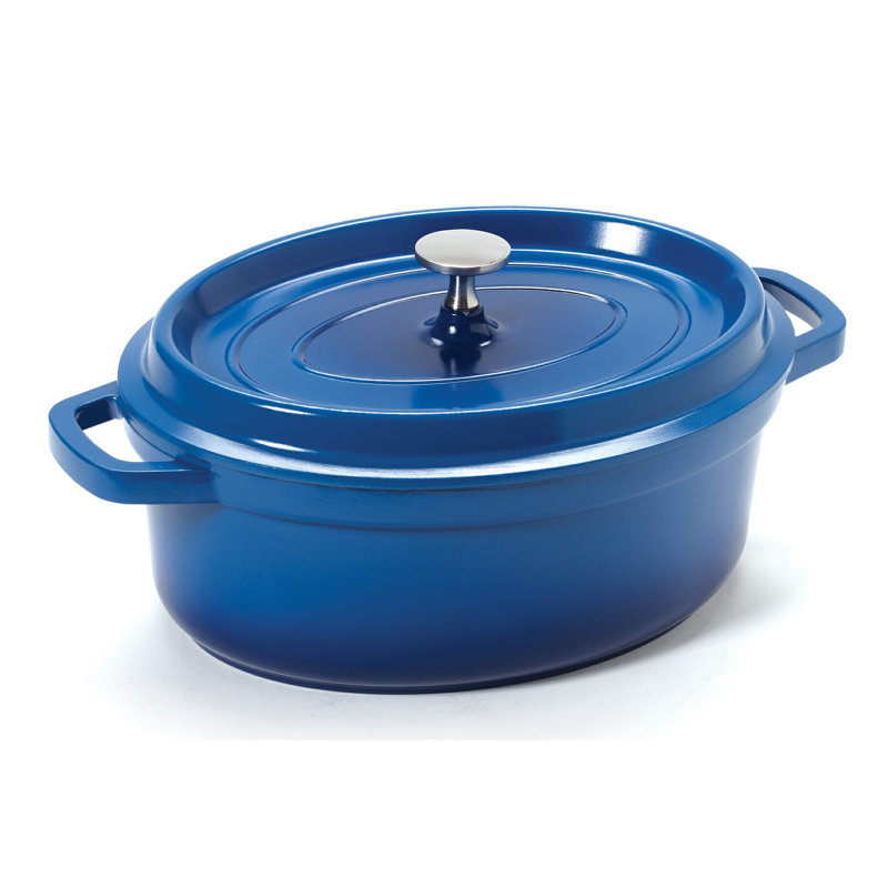 GET Cocotte ovale antiadhésive en fonte d'aluminium, Bleu, 3,5 pte