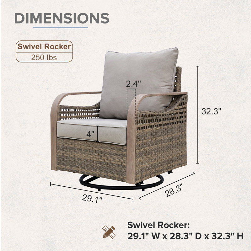 Fauteuil oscillant d'extérieur en osier Teag, Gris
