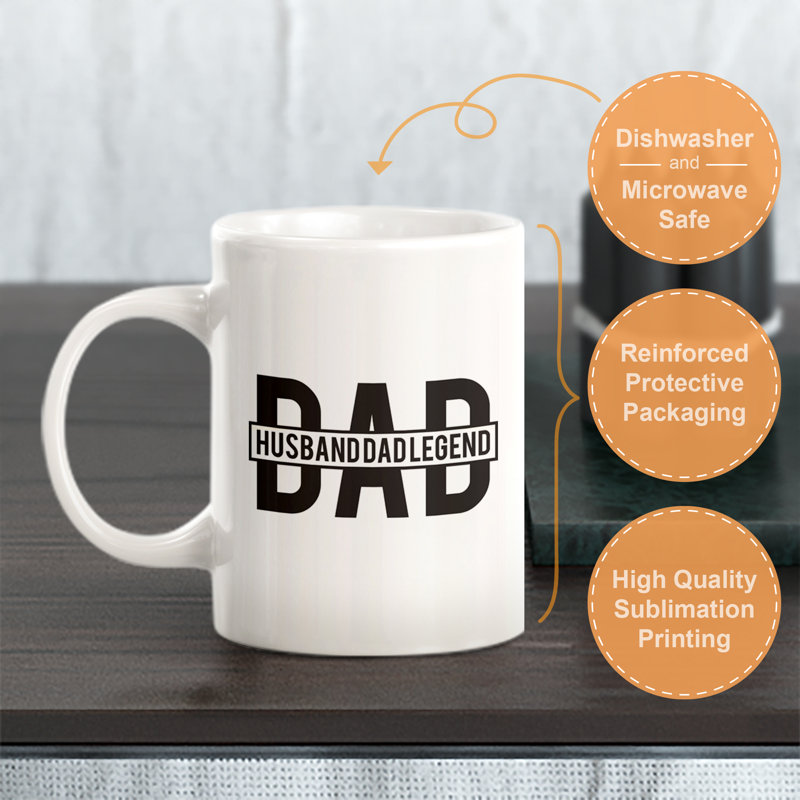 Tasse à café Husband Dad Legend, Ensemble de verres à lait, Plastique polypropylène