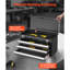 Boîte à outils en métal 20,5 pouces noire, 3 tiroirs, organisateur, verrouillage automatique, protection contre les éclaboussures, poignée supérieure pour le transport en noir, portable, mouvement du tiroir en douceur, transport facile