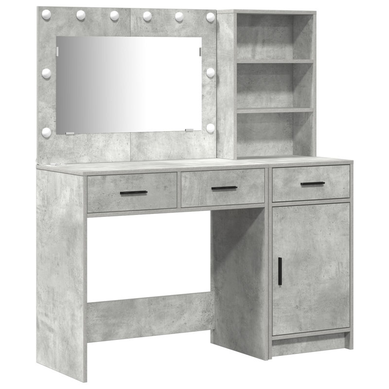 Set Of 2 Engineered Wood Dressing Table, Concrete Grey