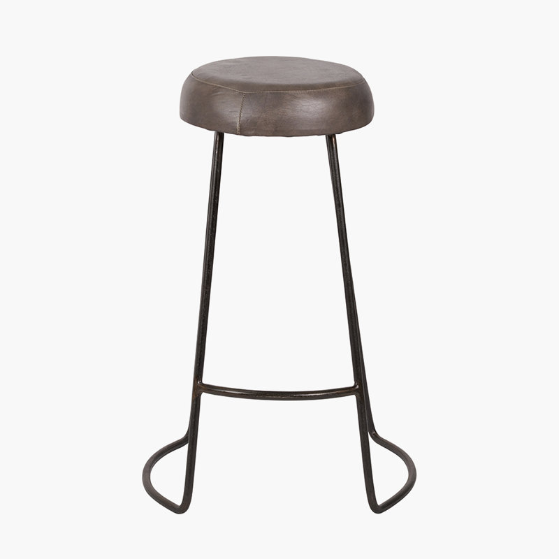 Cosimo Upholstered Counter Stool with Metal Frame, Grey