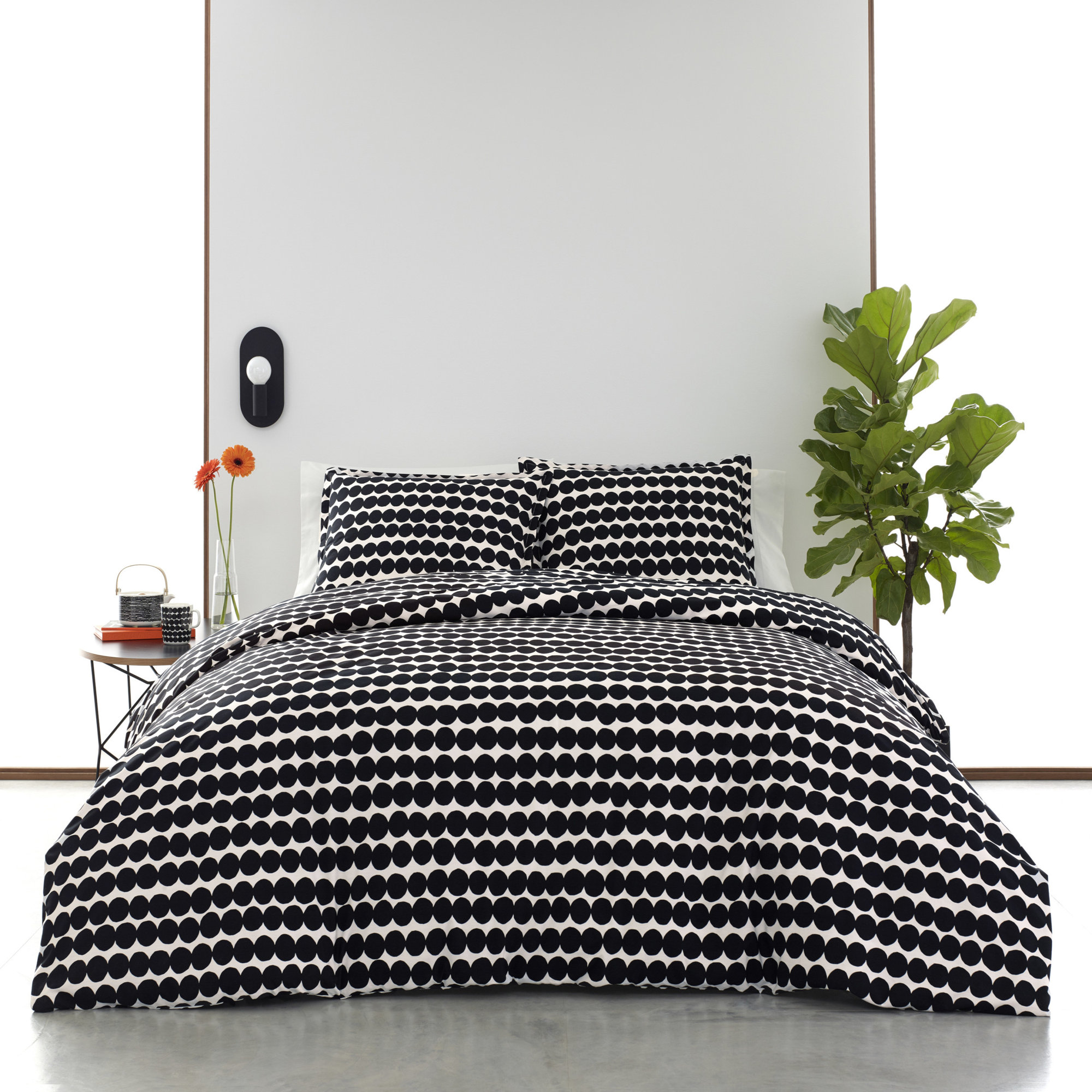 Marimekko Rasymatto Black Cotton Duvet Cover Set, King Duvet Cover + 2 Shams