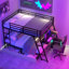 Lit superposé en métal avec bureau intégré