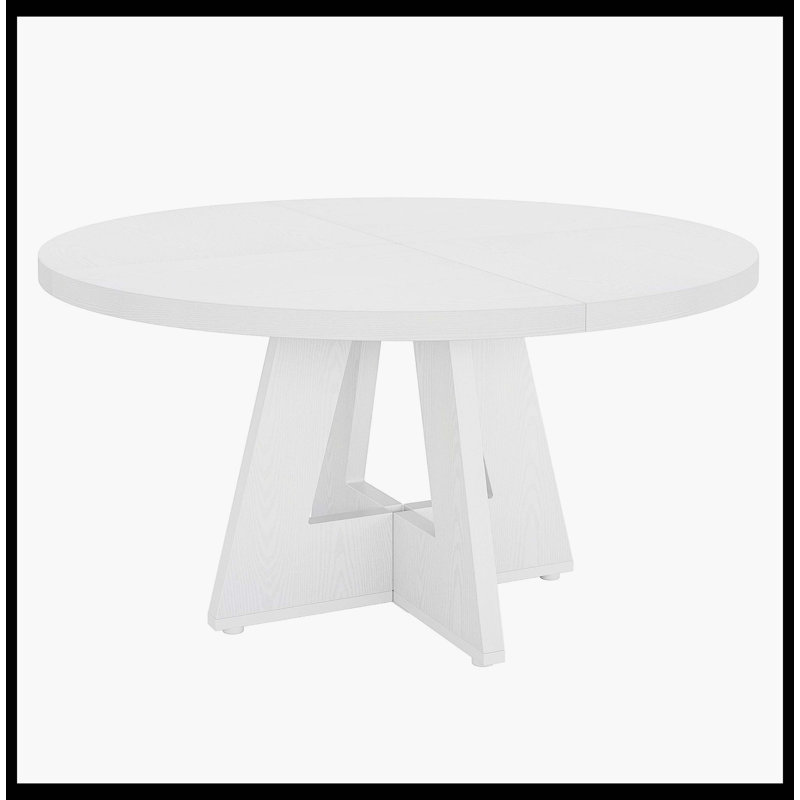 Table de salle à manger ronde pour table de cuisine en bois de 4 po et 47 po, Blanc