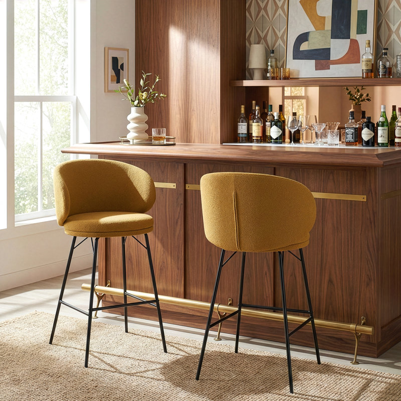 Lemonica Boucle Counter & Bar Stool, Bar Stool (30" Seat Height), Brown